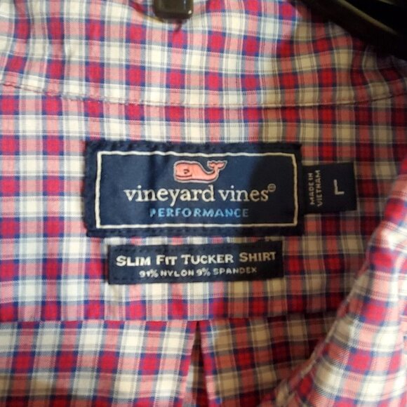 Vineyard Vines Shirt Adult Large Pink Red Whale Button Up Murray Mens Slim Fit - Picture 7 of 9